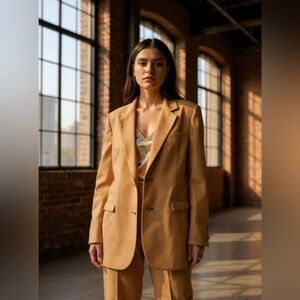 Vintage ESCADA Margaretha Ley Wool & Silk Camel Blazer Coat 36 Jacket